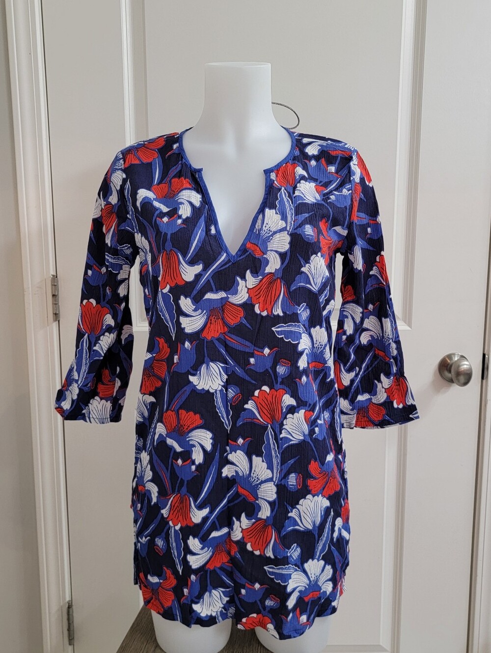 J. Crew Navy Floral Tunic  with Shorts